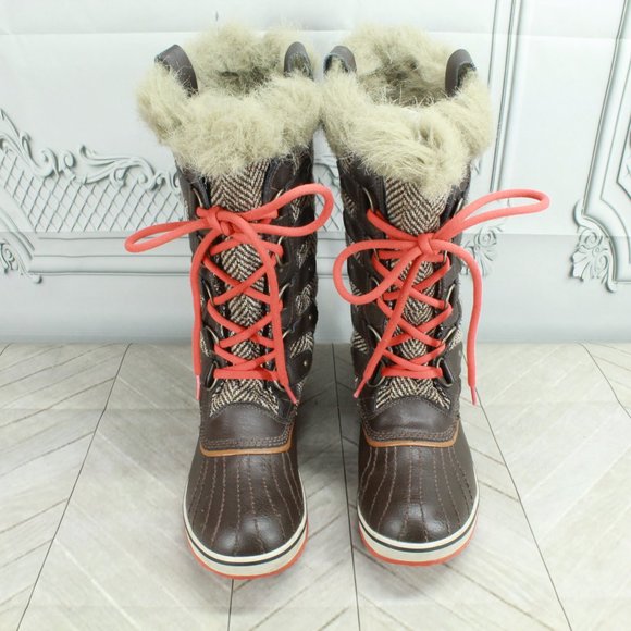 Sorel Tofino Brown Canvas Faux Fur Lace Up Waterproof Winter Boots Size 9 - Picture 5 of 9